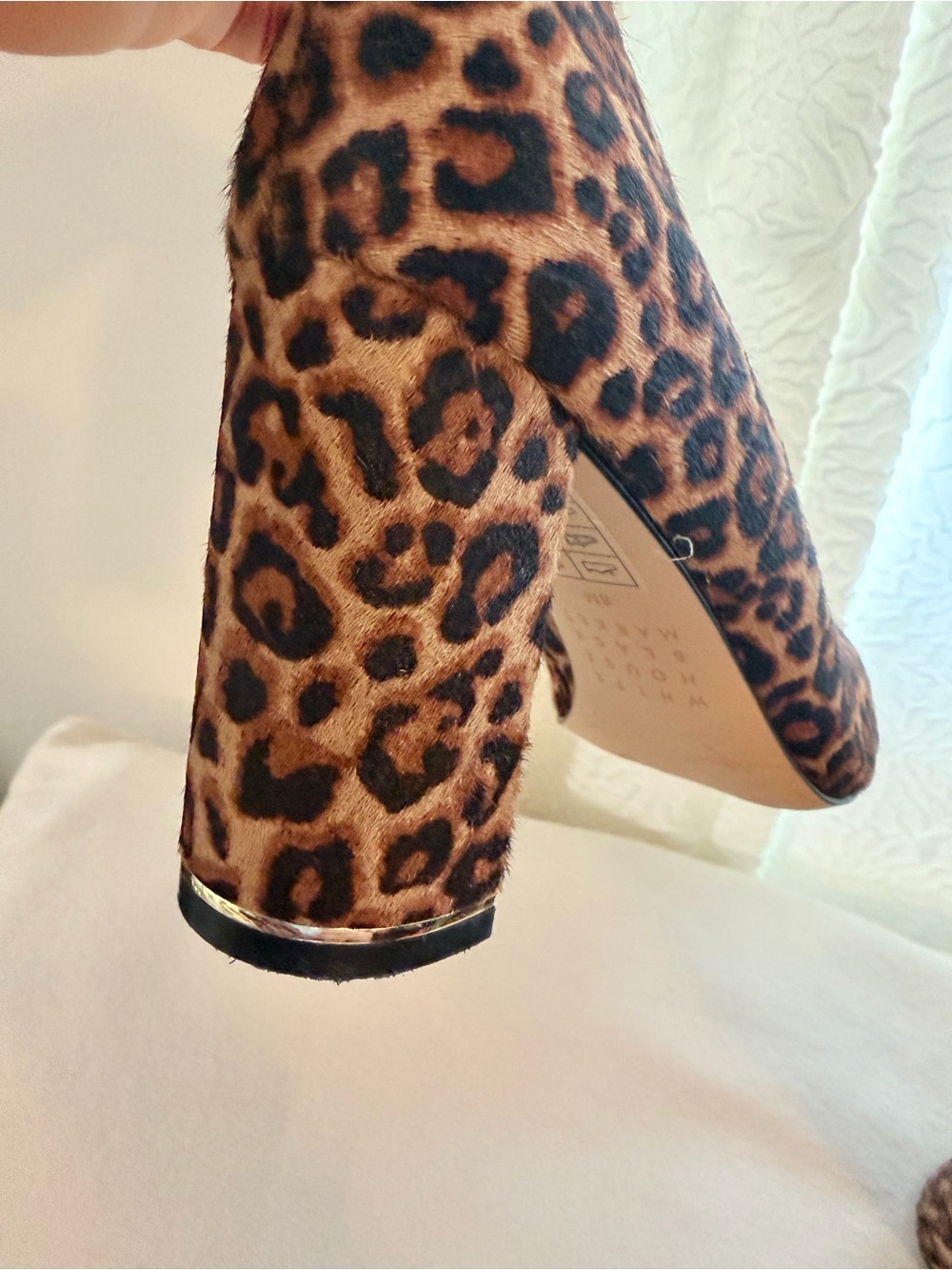 White House Black Market Leopard Print Pointed Block Heel Pumps - Brown/Black - Picture 4 of 6